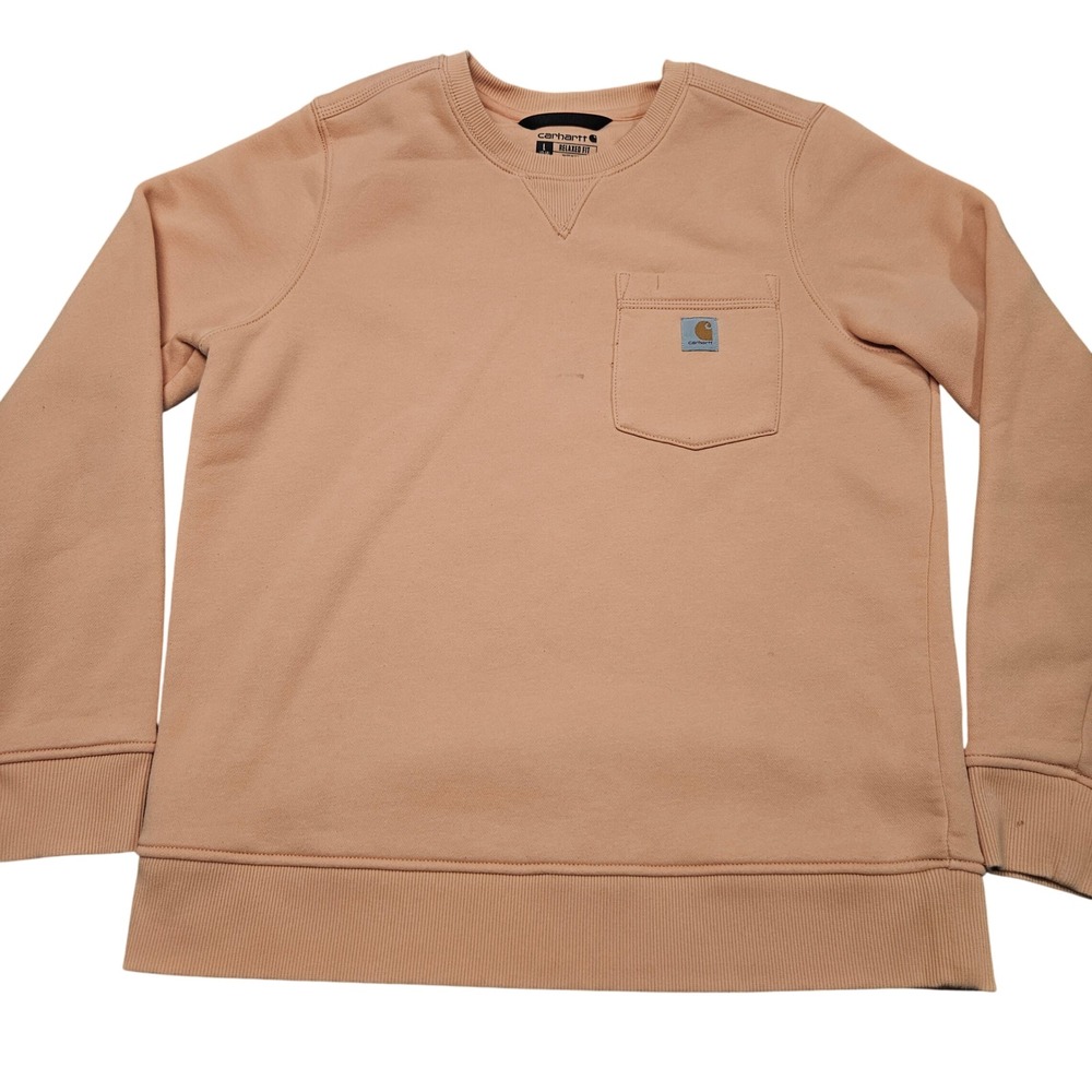 Carhartt Crewneck Sweatshirt Youth Large Tan Grunge Casual Relaxed Fit Utility